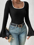 'Gwyneira' Ribbed Knit Sweater T-Shirt - Celes Fashion